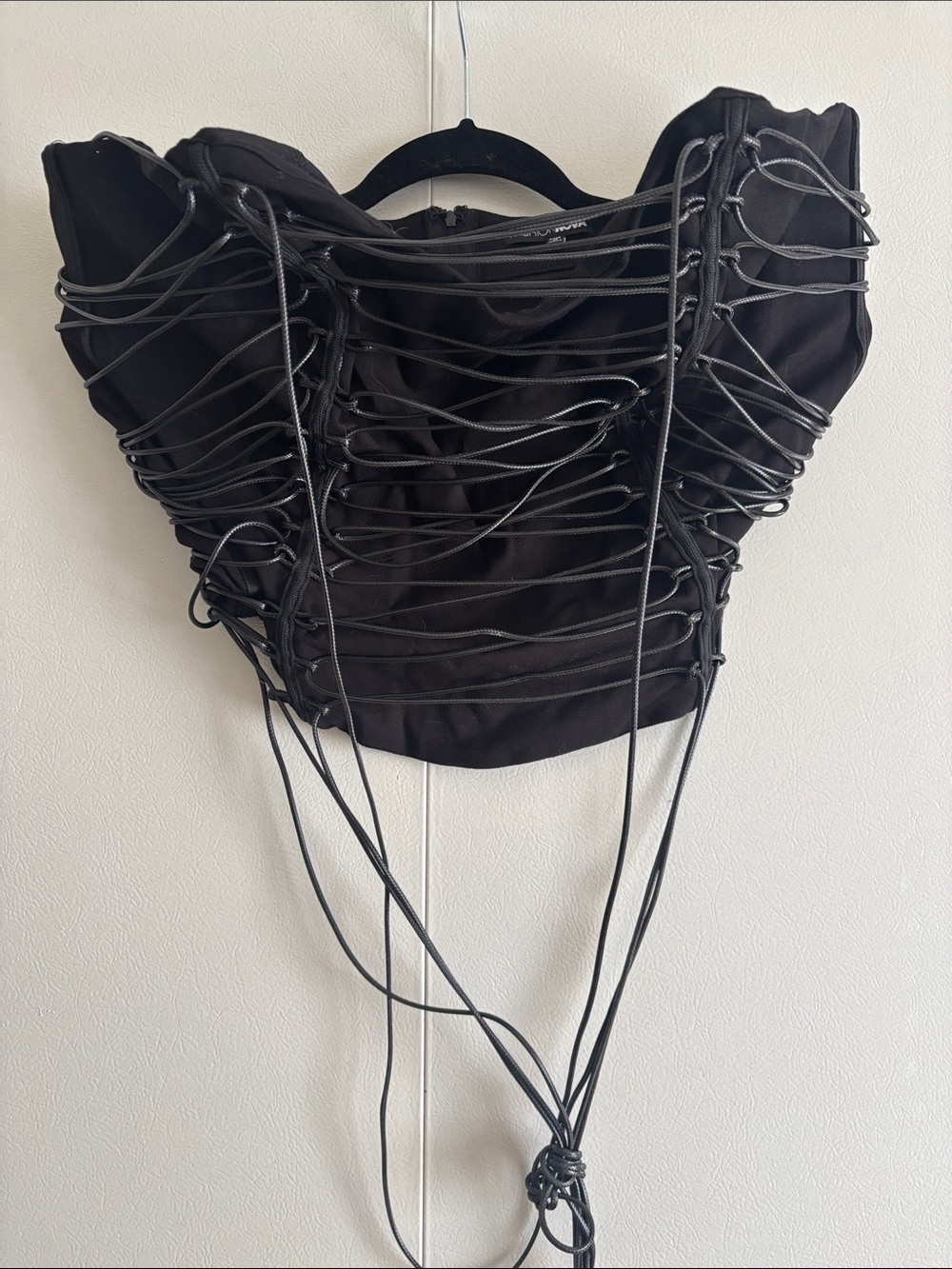 Fashion Nova Black Lace-Up Corset Crop Top